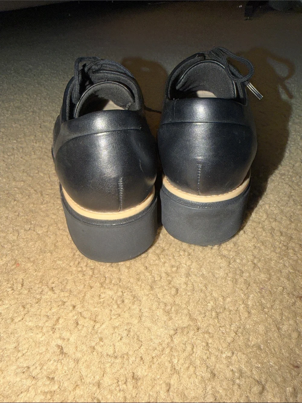 Clarks Kids Black Leather Lace-Up Dress Shoes with Cream Trim